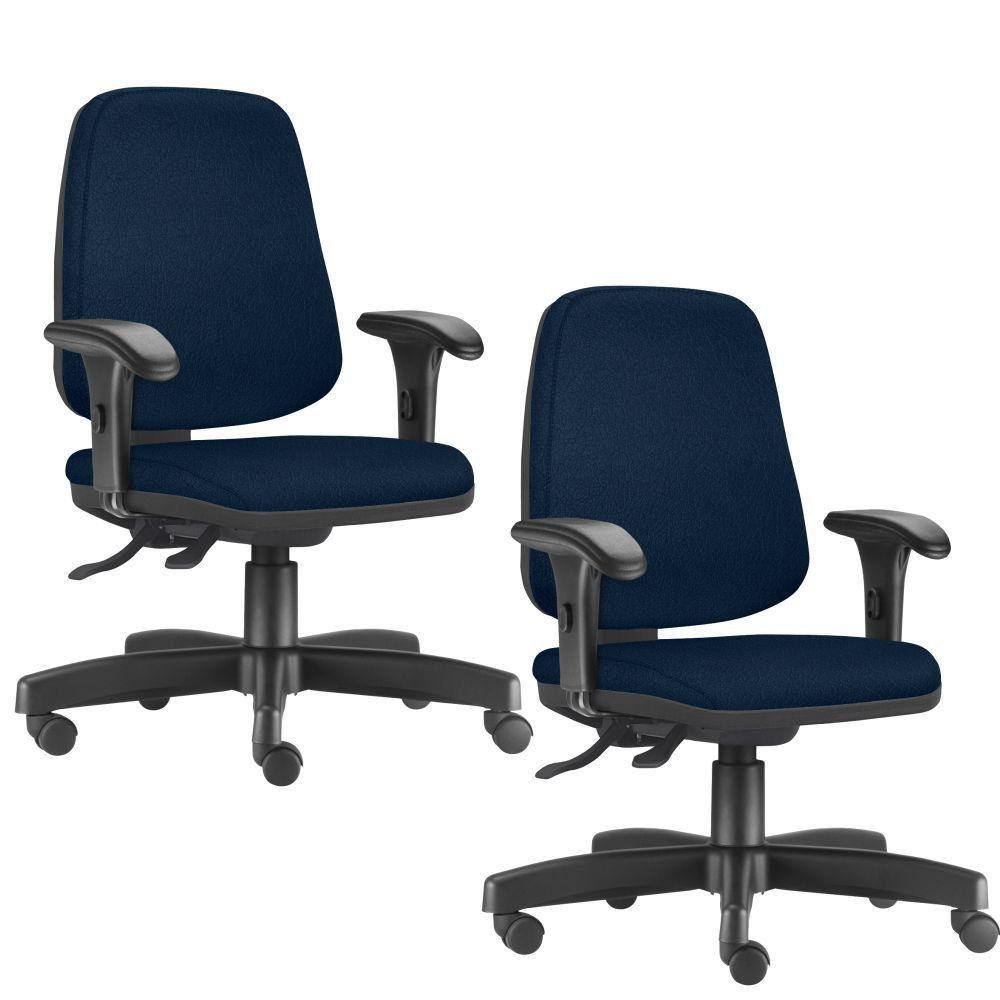 02: 　Lay Flat 2 Cadeiras Giratórias Executiva, Crepe Azul Marinho | KaBuM!