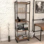 Kit Mesa De Escritório Industrial Em L Com Estante 5 Prateleiras Form C01 150x150 Nogal - Lyam Decor