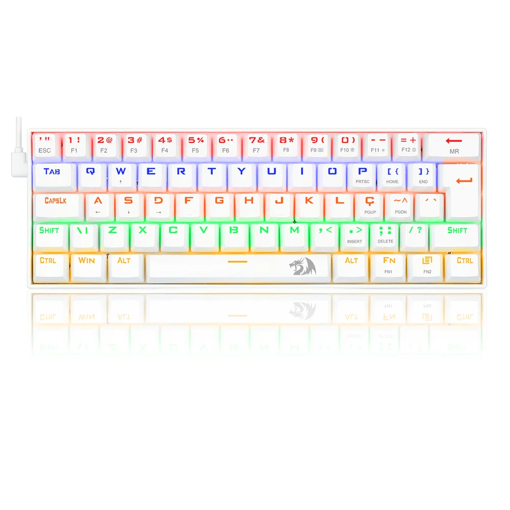 Teclado Mecânico Gamer Redragon Lakshmi, LED Rainbow, Switch Azul, Rollover N-Key, Doubleshot ABS, ABNT2 - K606w-r Teclado Mecânico Gamer Redragon Lakshmi, LED Rainbow, Switch Azul, Rollover N-Key, Doubleshot ABS, ABNT2 - K606w-r
