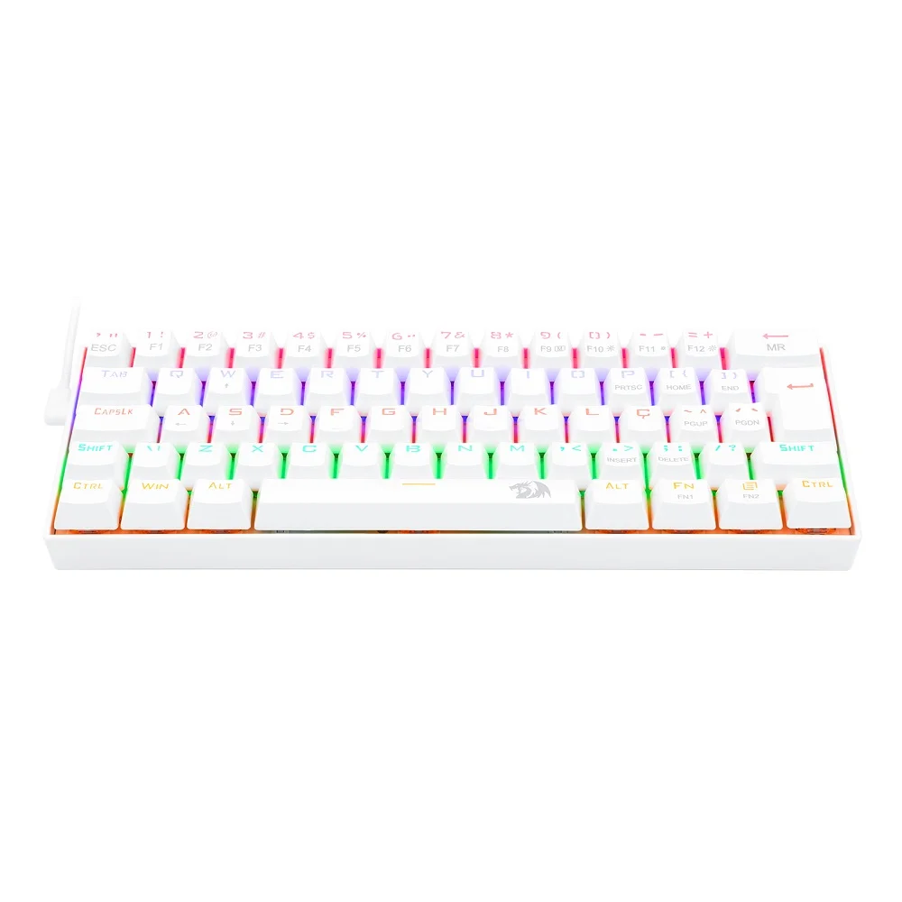 Teclado Mecânico Gamer Redragon Lakshmi, LED Rainbow, Switch Azul, Rollover N-Key, Doubleshot ABS, ABNT2 - K606w-r Teclado Mecânico Gamer Redragon Lakshmi, LED Rainbow, Switch Azul, Rollover N-Key, Doubleshot ABS, ABNT2 - K606w-r