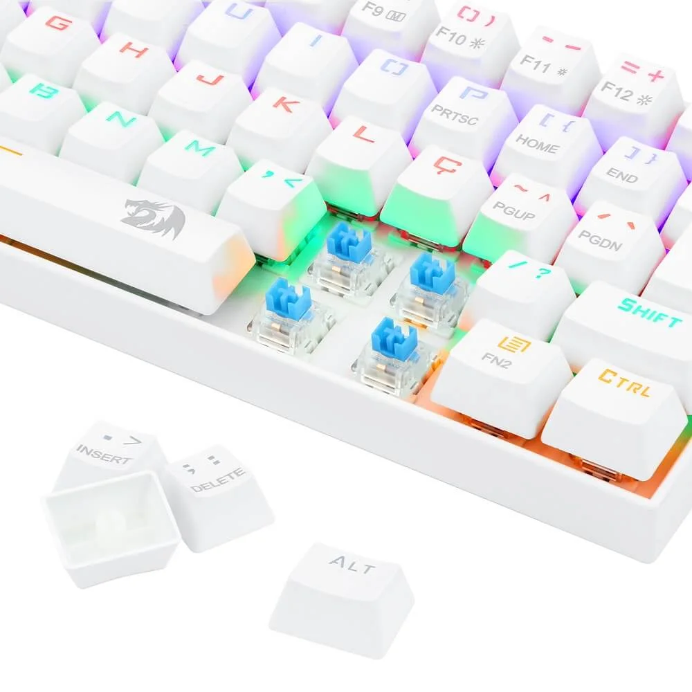 Teclado Mecânico Gamer Redragon Lakshmi, LED Rainbow, Switch Azul, Rollover N-Key, Doubleshot ABS, ABNT2 - K606w-r Teclado Mecânico Gamer Redragon Lakshmi, LED Rainbow, Switch Azul, Rollover N-Key, Doubleshot ABS, ABNT2 - K606w-r