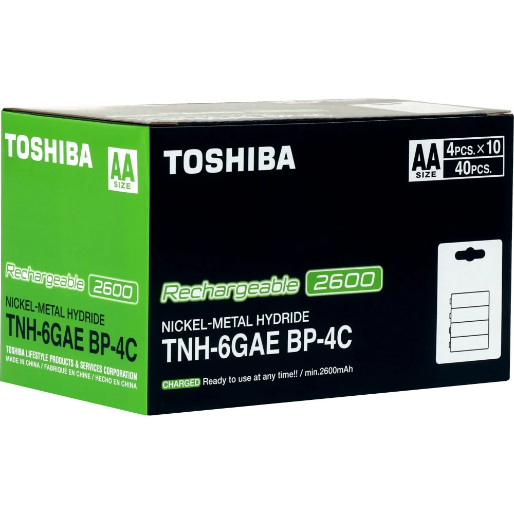 Pilha Recarregável Aa Toshiba, 2600 Mah, Blister C/ 4 Unidades - Tnh-6gae Bp-4c Pilha Recarregável Aa Toshiba, 2600 Mah, Blister C/ 4 Unidades - Tnh-6gae Bp-4c