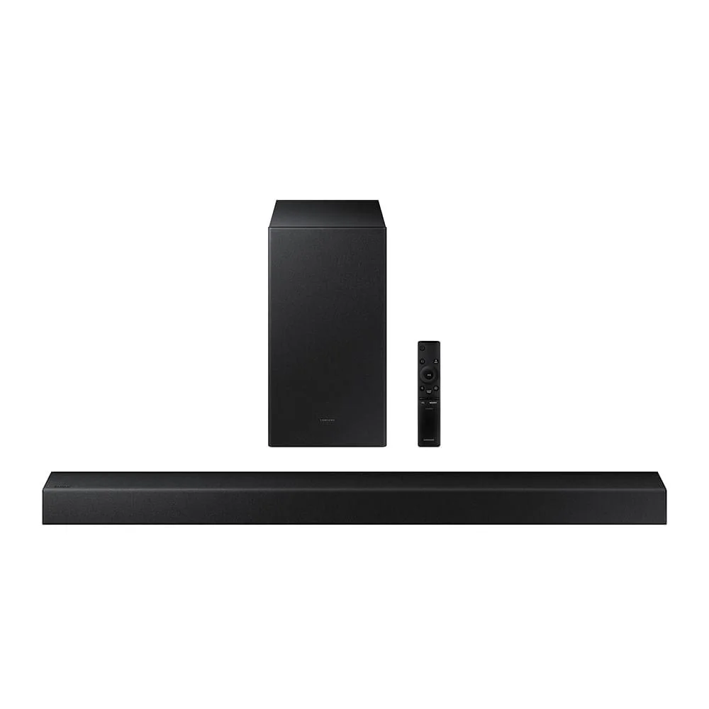Soundbar Samsung Hw-a455, Com 2.1 Canais, Potência De 300w, Som Surround, Conexão Bluetooth E Subwoofer Wireless Soundbar Samsung Hw-a455, Com 2.1 Canais, Potência De 300w, Som Surround, Conexão Bluetooth E Subwoofer Wireless