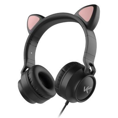 Fone De Ouvido Orelha De Gato Preto Booglee