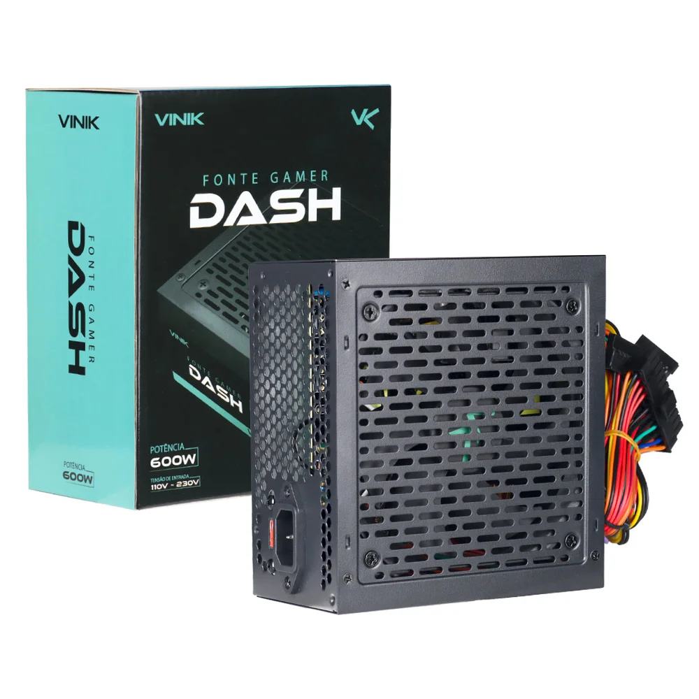 Fonte Vinik Gamer Dash, 600W, Preto - VFG600WP Fonte Vinik Gamer Dash, 600W, Preto - VFG600WP