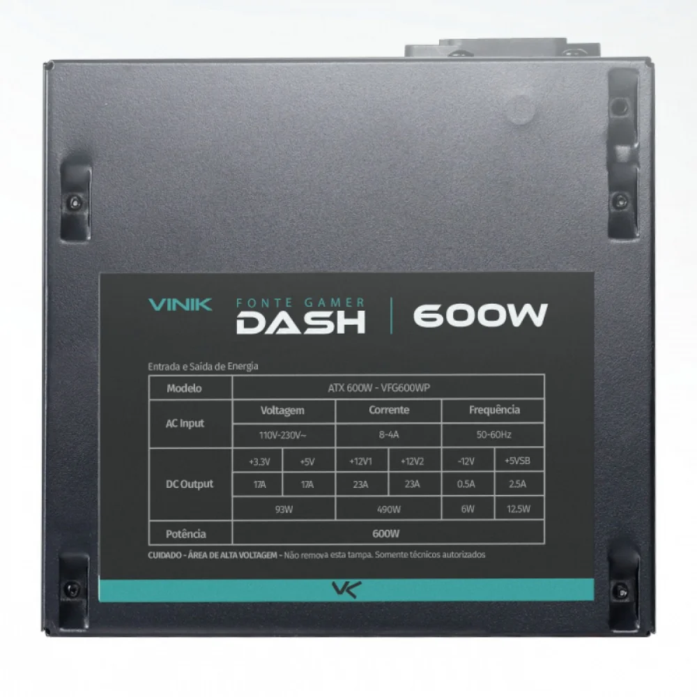Fonte Vinik Gamer Dash, 600W, Preto - VFG600WP Fonte Vinik Gamer Dash, 600W, Preto - VFG600WP