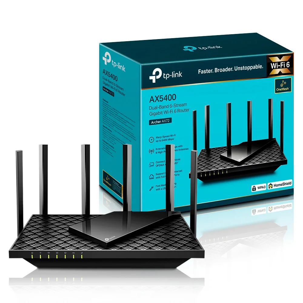 Roteador Wireless Gigabit Dual Band 5400mbps 6 Antenas Archerax72 Tp Link