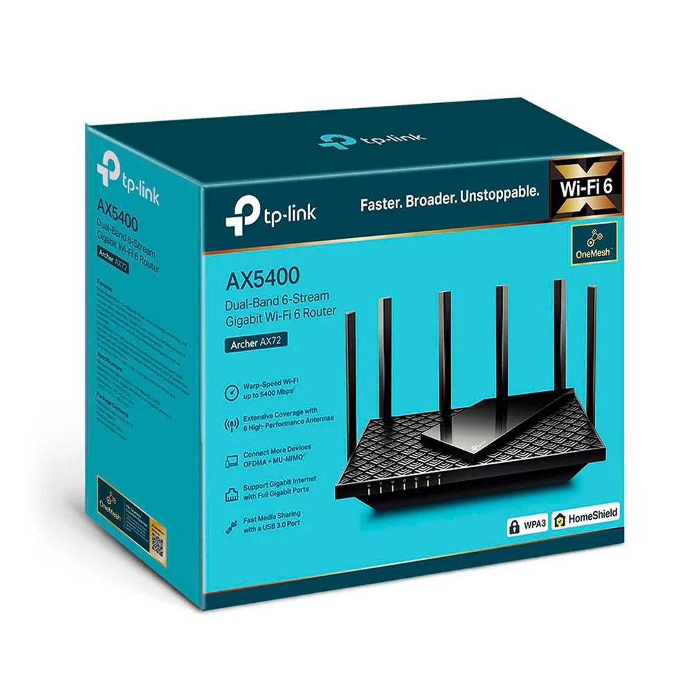 Roteador Wireless Gigabit Dual Band 5400mbps 6 Antenas Archerax72 Tp Link