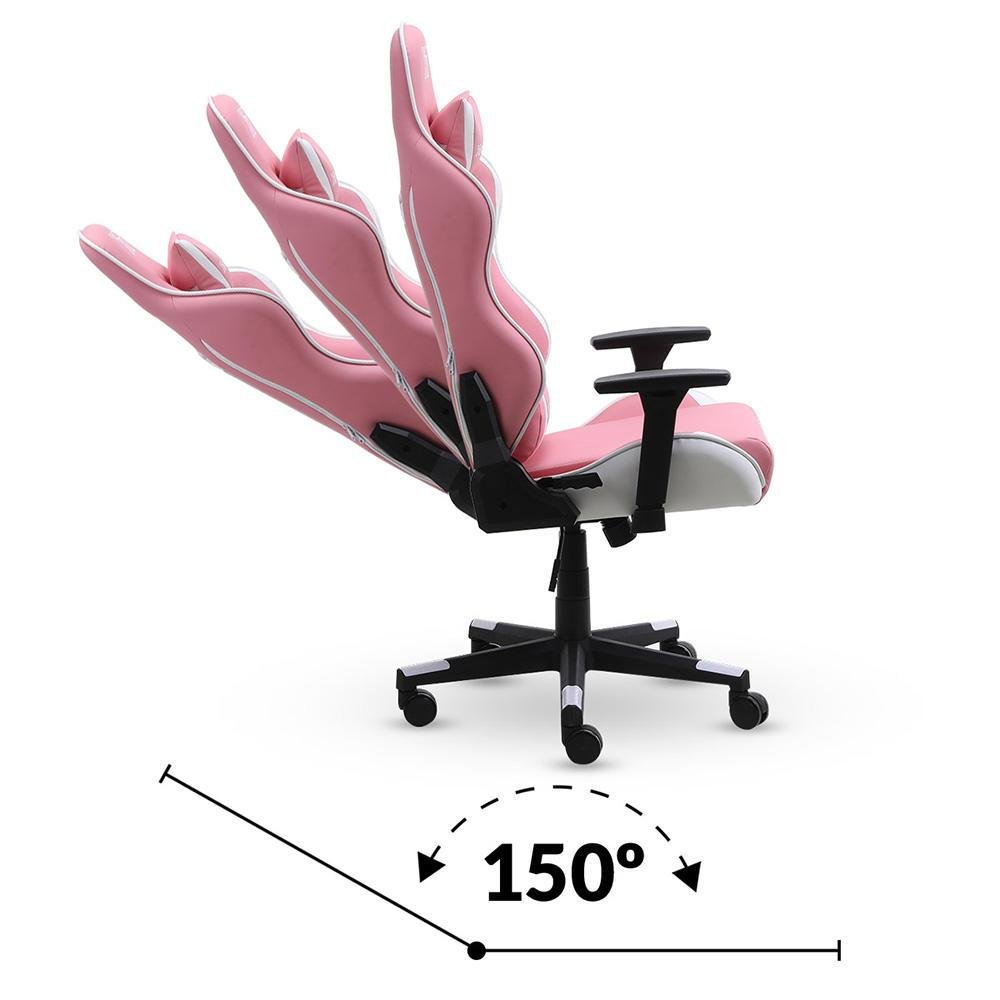 Cadeira Gamer XT Racer Viking, Reclinável, Ergonômica, Couro Sintético, Rosa e Branco Cadeira Gamer XT Racer Viking, Reclinável, Ergonômica, Couro Sintético, Rosa e Branco