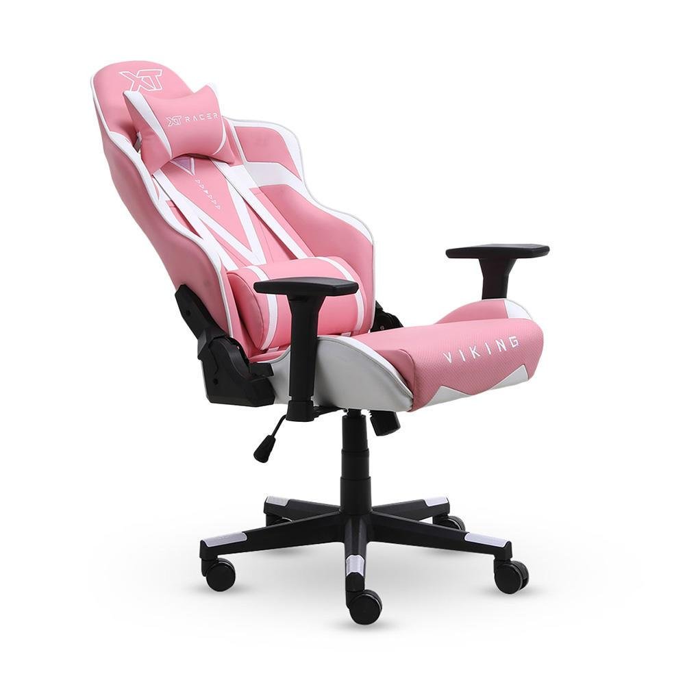 Cadeira Gamer XT Racer Viking, Reclinável, Ergonômica, Couro Sintético, Rosa e Branco Cadeira Gamer XT Racer Viking, Reclinável, Ergonômica, Couro Sintético, Rosa e Branco