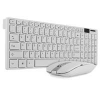 Kit Teclado Abnt2 E Mouse Sem Fio Branco K-06 Wireless Usb Ultra Slim