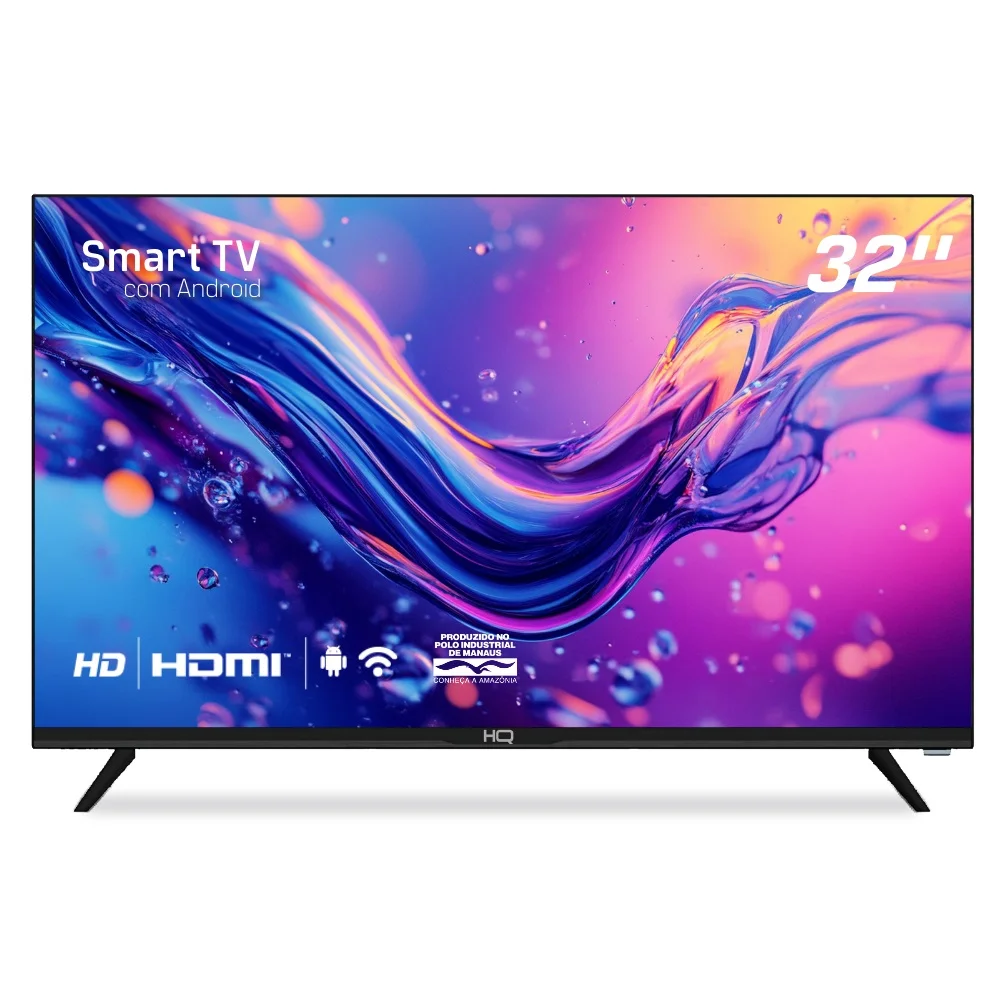 Smart TV 32 Polegadas HQ LED HD, 3 HDMI, 2 USB, Wi-Fi, Android 11, Design Slim - Hqstv32nk