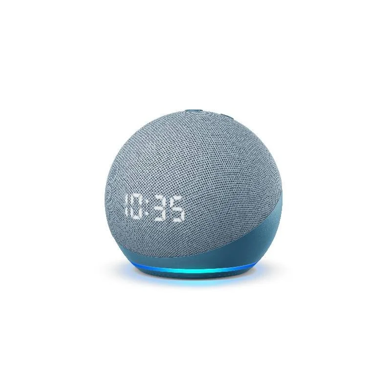 Echo Dot Amazon Com Relógio 4 Geraço Azul KaBuM