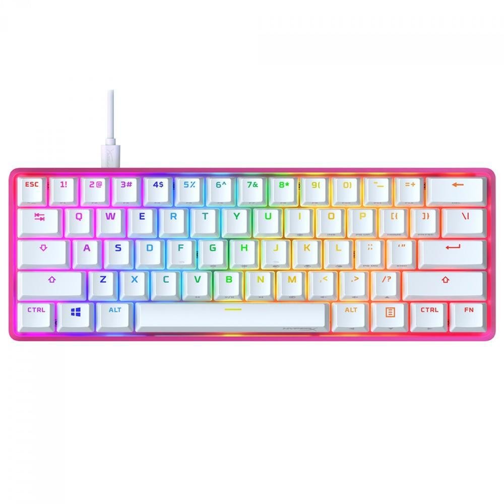 Teclado Mecânico Gamer Hyperx Alloy Origins 60% Pink/white, RGB, Switch Hyperx RED Ansi Anti-ghosting - 572y6aa#aba Teclado Mecânico Gamer Hyperx Alloy Origins 60% Pink/white, RGB, Switch Hyperx RED Ansi Anti-ghosting - 572y6aa#aba