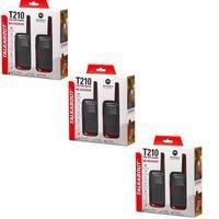 Kit 3 Pares Rádio Comunicador Motorola 32KM, Vermelho e Preto - T210BR