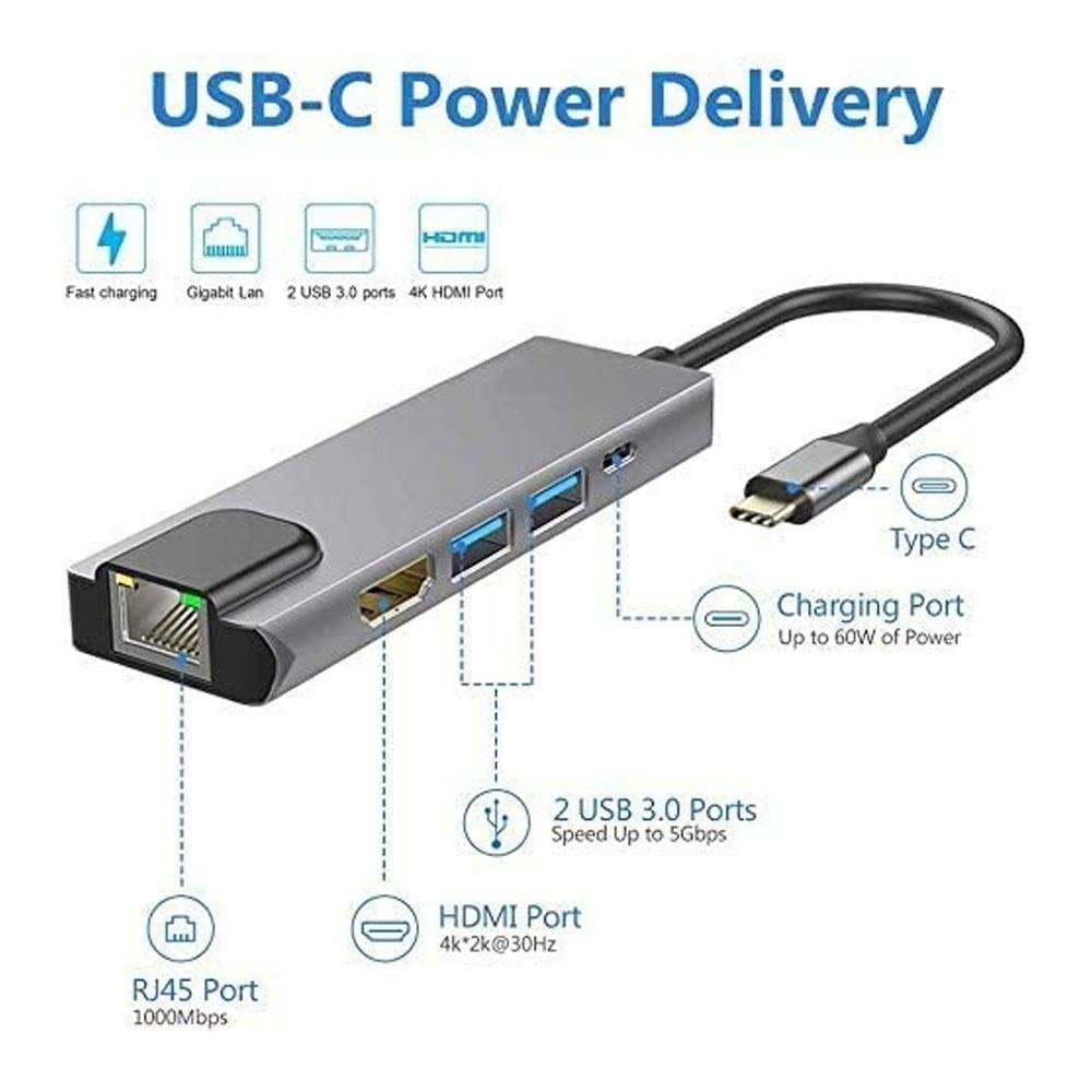 Adaptador USB C Altomex Hub, Thunderbolt 3 5 Em 1 | KaBuM!