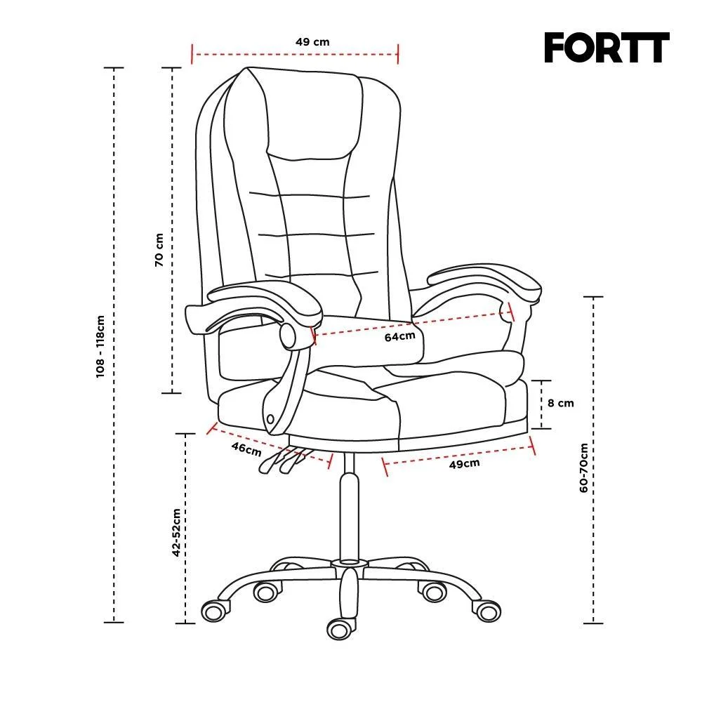 Cadeira Office Fortt Presidente Nantes Cpf01-p, 120kg, Base Cromada, Com Rodinha, Reclinável, Preta Cadeira Office Fortt Presidente Nantes Cpf01-p, 120kg, Base Cromada, Com Rodinha, Reclinável, Preta