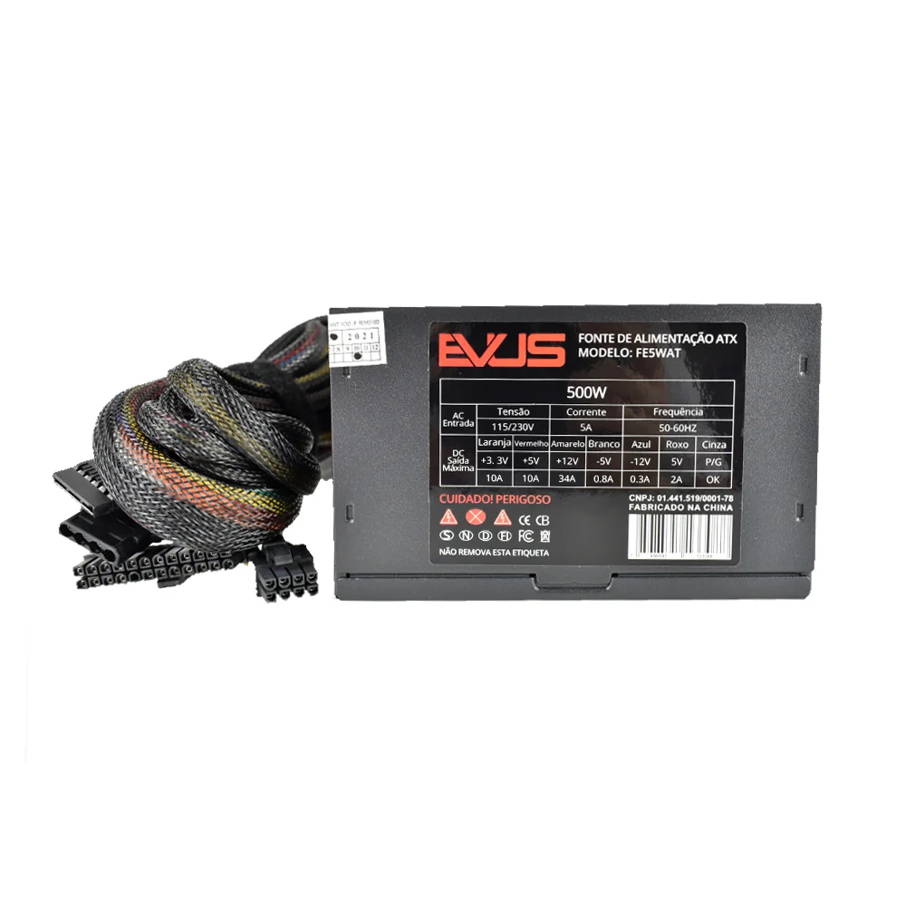 Fonte Evus Atx 500w Reais 20/24p 4 Sata Com Cabo Fe5wat Fonte Evus Atx 500w Reais 20/24p 4 Sata Com Cabo Fe5wat