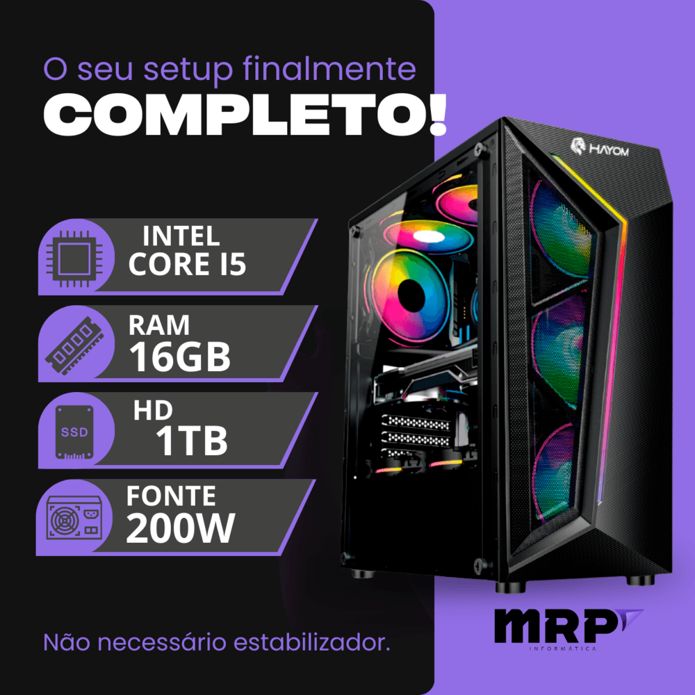 PC Gamer Mrp Intel Core I5, 16GB, 1TB, Windows 10, Preto - RGB em Campinas - foto 5