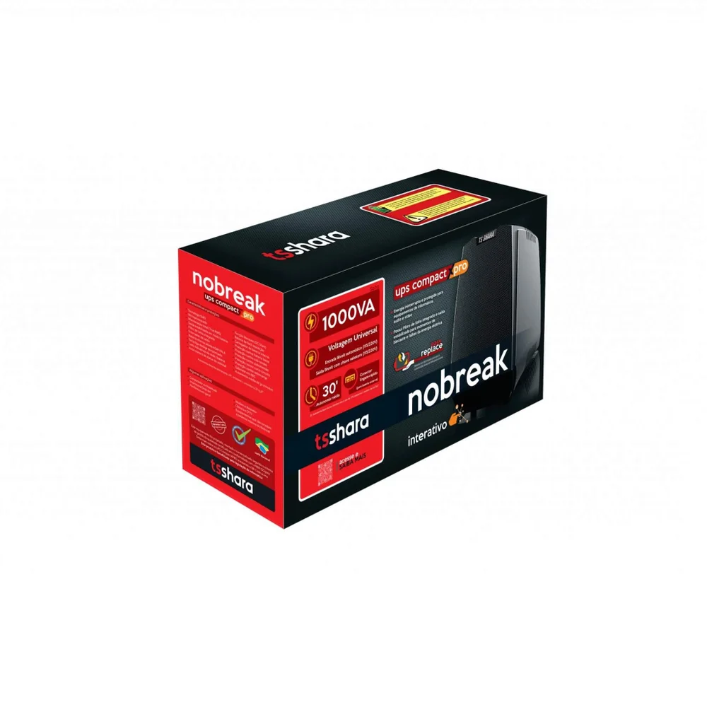 Nobreak Ts Shara UPS Compacto Xpro 1000VA, Bivolt Automático, 6 Tomadas, Filtro de Linha