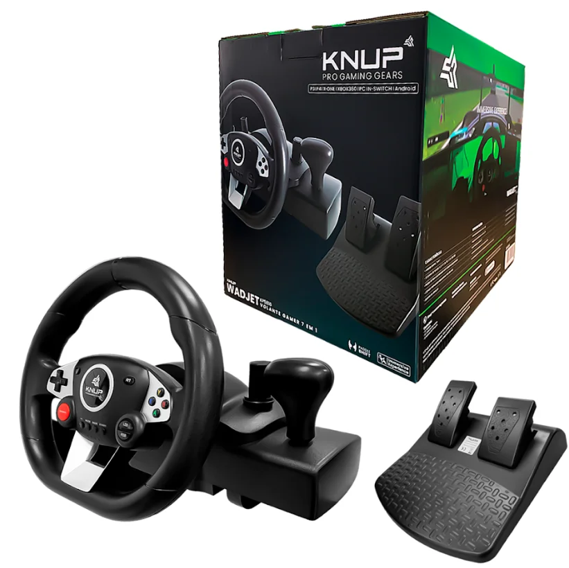 Volante Gamer Knup Pro Gaming Gears, 10 Botões, Joystick/Vibração, Experiência Imersiva Wadjet - Kp-5816 Volante Gamer Knup Pro Gaming Gears, 10 Botões, Joystick/Vibração, Experiência Imersiva Wadjet - Kp-5816
