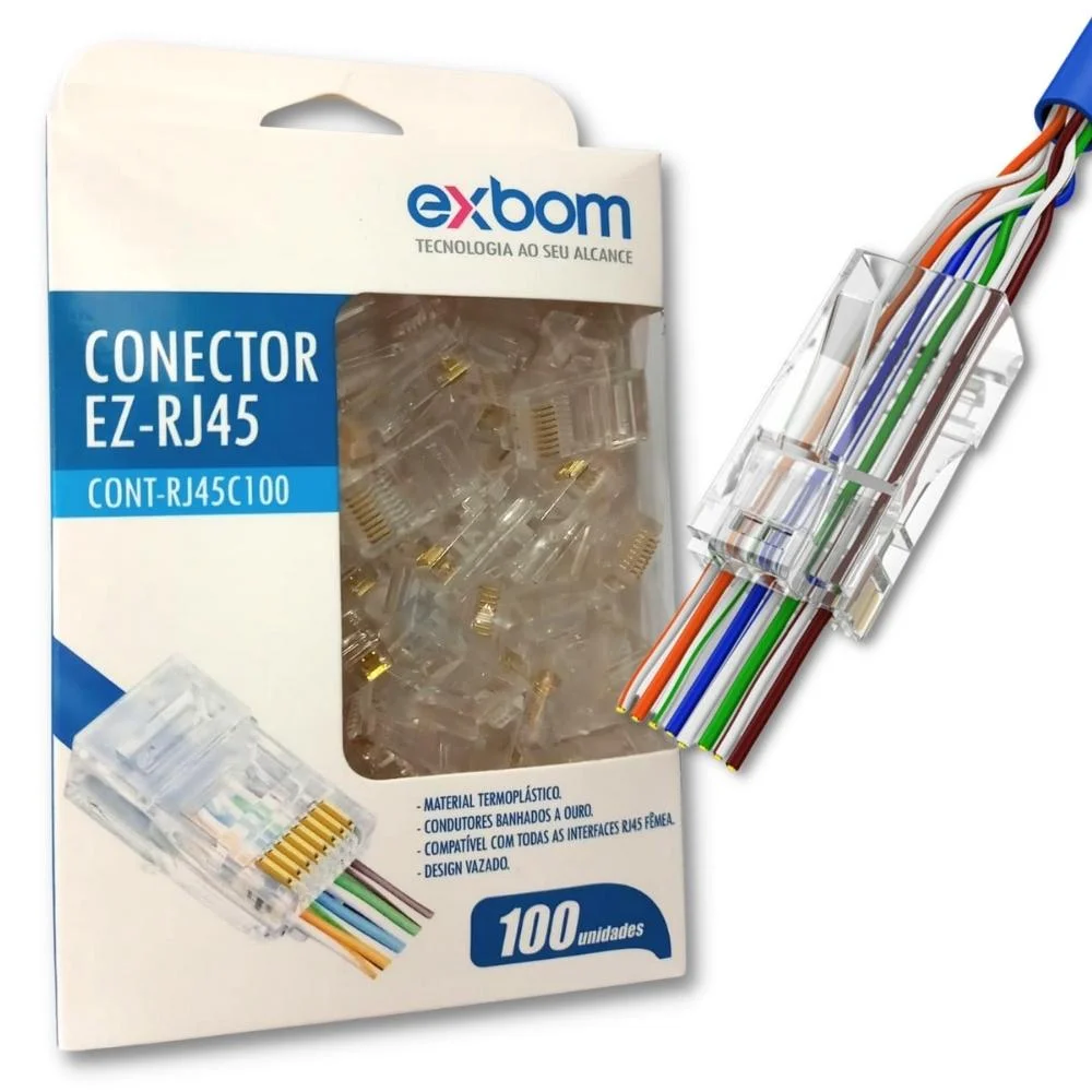 BOM ページ 100 Conector Exbom Rj45 Cat5e Ez Vazado 8p8c