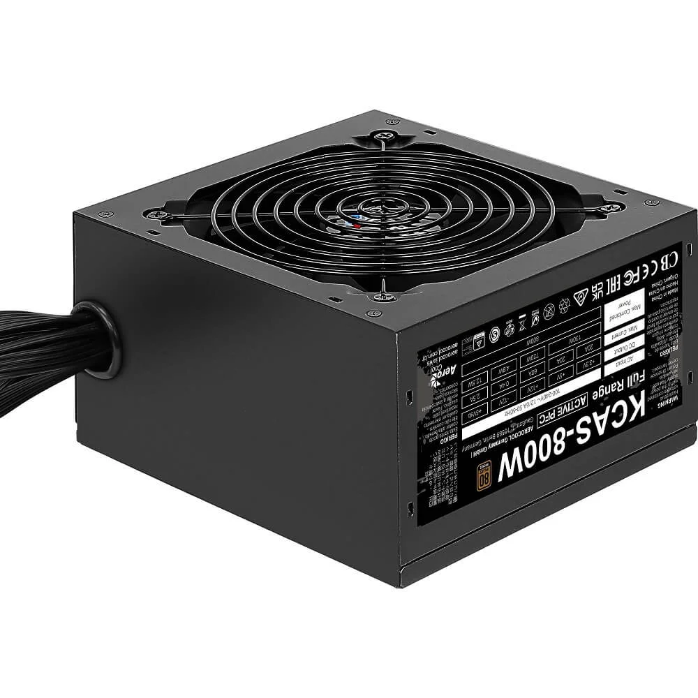 Fonte, Aerocool, KCAS, 800W, 80 Plus Bronze, não-modular, PFC Ativo, bivolt automática, sem LED/RGB, com cabo Fonte, Aerocool, KCAS, 800W, 80 Plus Bronze, não-modular, PFC Ativo, bivolt automática, sem LED/RGB, com cabo