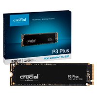 SSD Crucial, P3 Plus 500GB, M.2 PCIe NVMe, Leitura: 4,700MB/s, Gravação: 1,900MB/s, CT500P3PSSD8