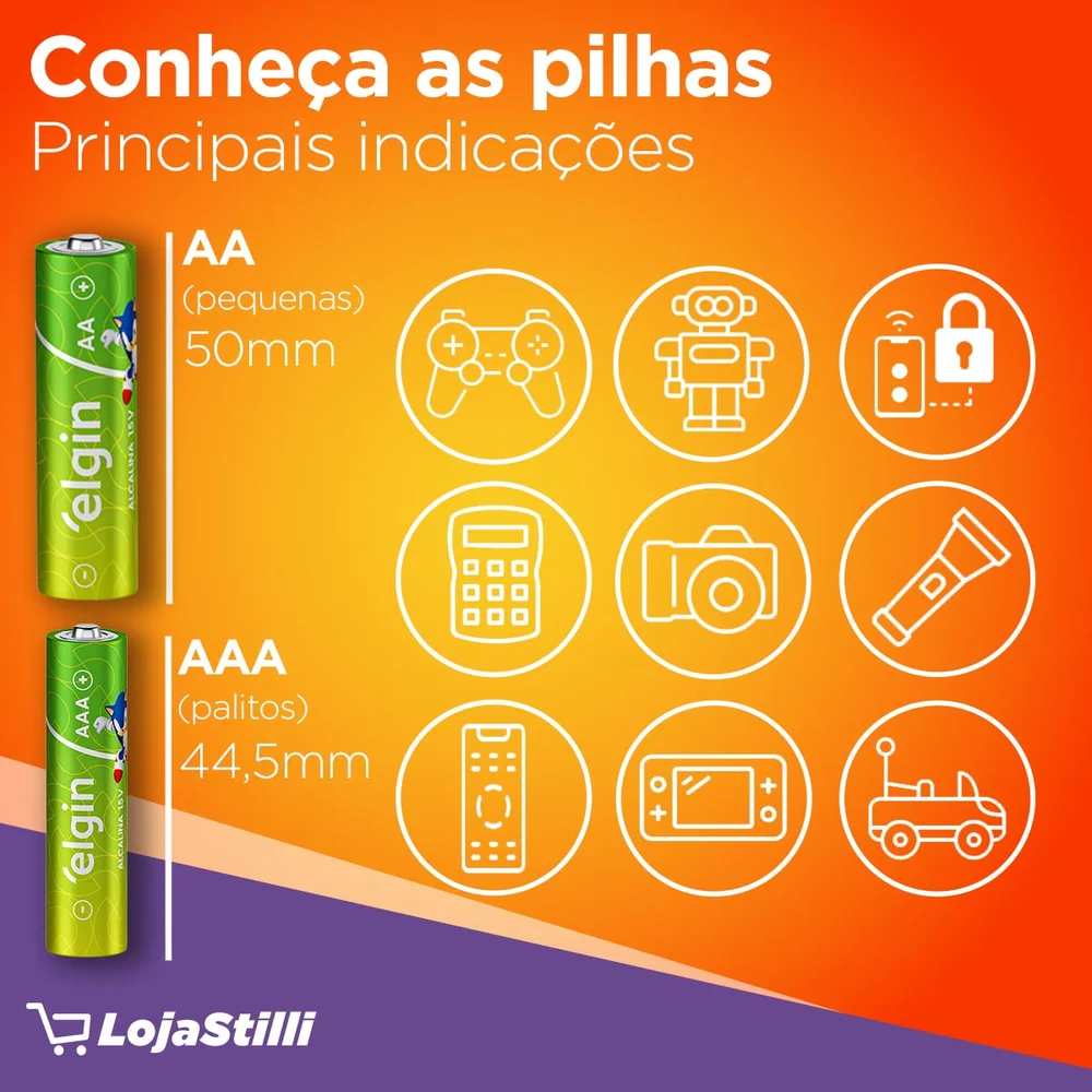 16 Pilhas Baterias Aa Elgin Alcalina, 2a Pequena - 1 Cartela