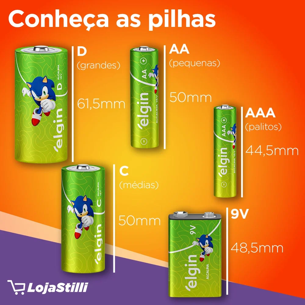 16 Pilhas Baterias Aa Elgin Alcalina, 2a Pequena - 1 Cartela