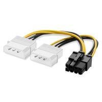 Cabo Adaptador Energia/Alimentação 2x Molex Macho, Para Pci-e Pci Express, 8 Pinos