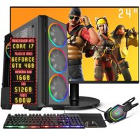 PC Gamer Completo 3green Fps Intel Core I7, 16GB RAM, Geforce GTX 4GB, SSD 512GB, Windows 10 + Monitor 24" Full HD 75Hz - 3gf-064
