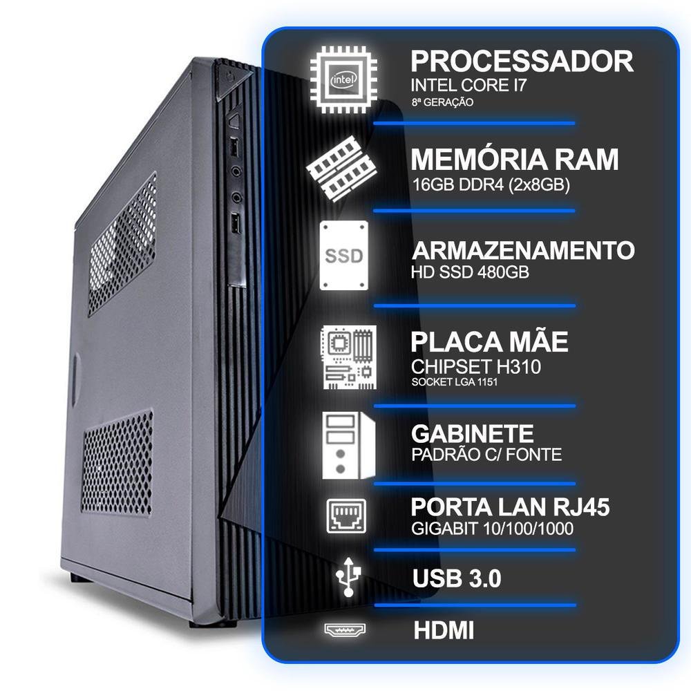 Computador Desktop Intel Core I7 8 16GB KaBuM