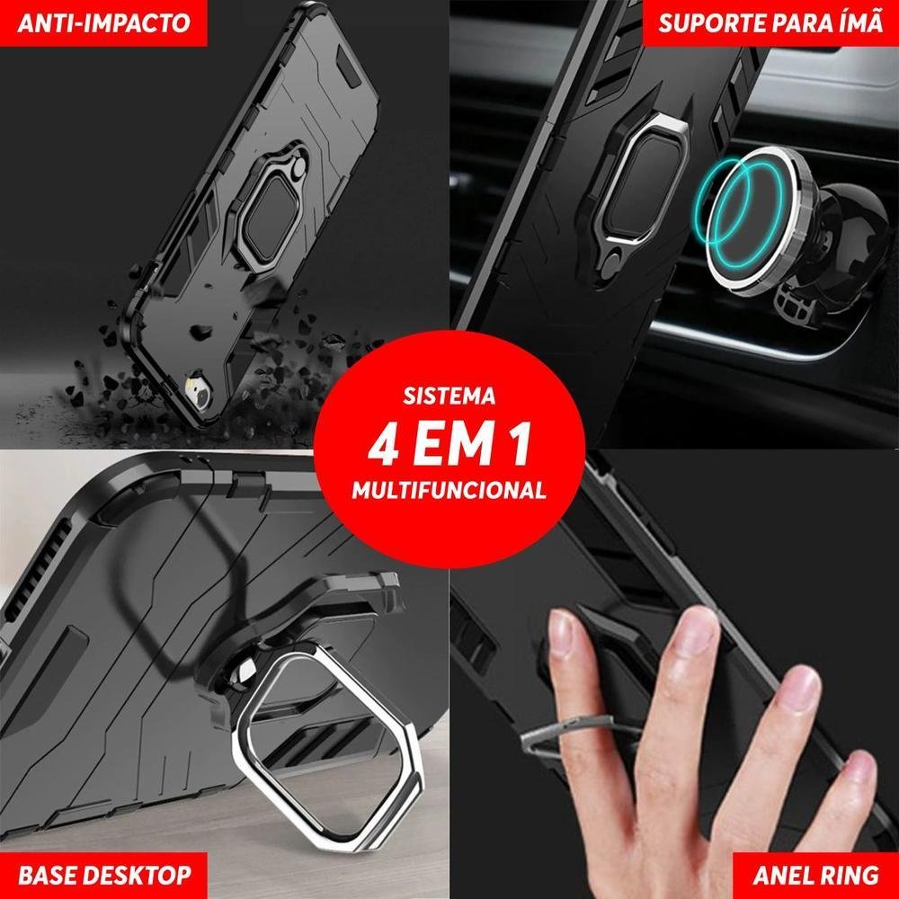 Capa Redmi Note 9s - Protetora Resistente Militar Anti Impacto Queda Armadura,preto