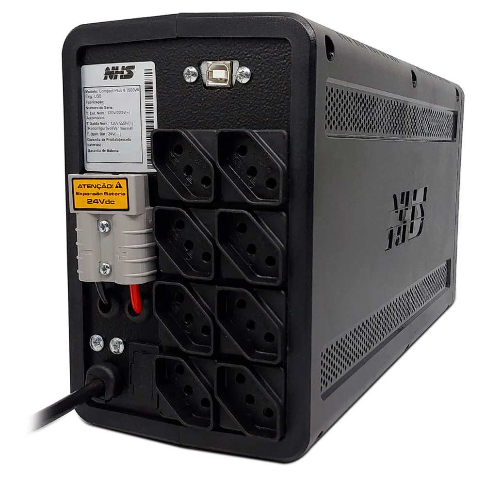 Nobreak Nhs Compact Plus 4, 1500VA, Entrada Bivolt e Saída 120V, Conf. 220V, 2 Baterias, 7Ah Eng USB - 90.D1.B01503 Nobreak Nhs Compact Plus 4, 1500VA, Entrada Bivolt e Saída 120V, Conf. 220V, 2 Baterias, 7Ah Eng USB - 90.D1.B01503