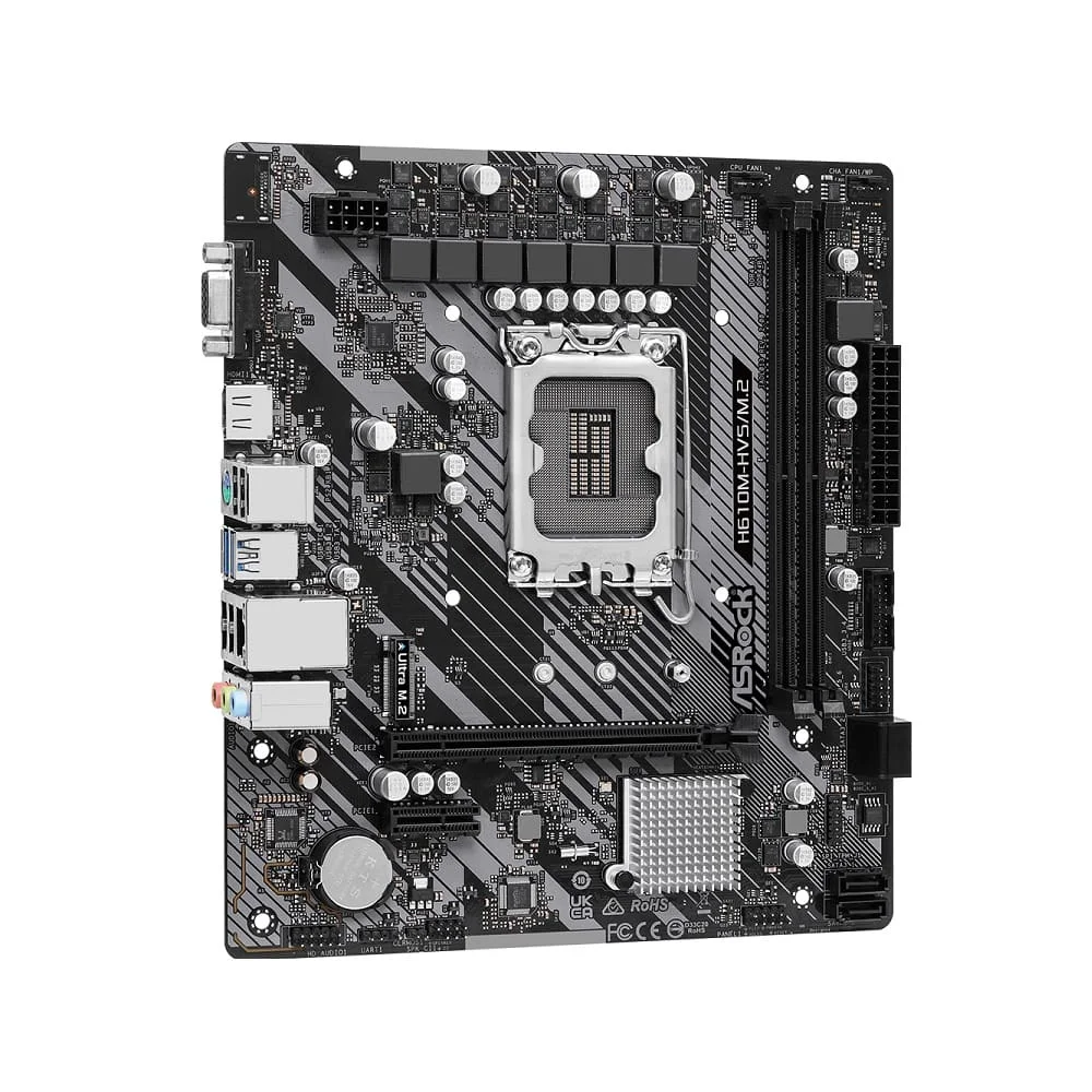 Placa-Mãe Asrock H610m, P/ Intel LGA 1700 (Intel 13ª E 12ª Geração), Matx, DDR4 - H610m-Hvs/M.2 R2.0 Placa-Mãe Asrock H610m, P/ Intel LGA 1700 (Intel 13ª E 12ª Geração), Matx, DDR4 - H610m-Hvs/M.2 R2.0