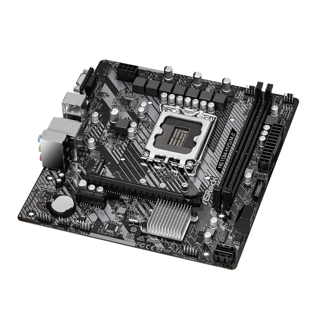 Placa-Mãe Asrock H610m, P/ Intel LGA 1700 (Intel 13ª E 12ª Geração), Matx, DDR4 - H610m-Hvs/M.2 R2.0 Placa-Mãe Asrock H610m, P/ Intel LGA 1700 (Intel 13ª E 12ª Geração), Matx, DDR4 - H610m-Hvs/M.2 R2.0