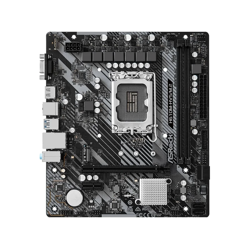 Placa-Mãe Asrock H610m, P/ Intel LGA 1700 (Intel 13ª E 12ª Geração), Matx, DDR4 - H610m-Hvs/M.2 R2.0 Placa-Mãe Asrock H610m, P/ Intel LGA 1700 (Intel 13ª E 12ª Geração), Matx, DDR4 - H610m-Hvs/M.2 R2.0