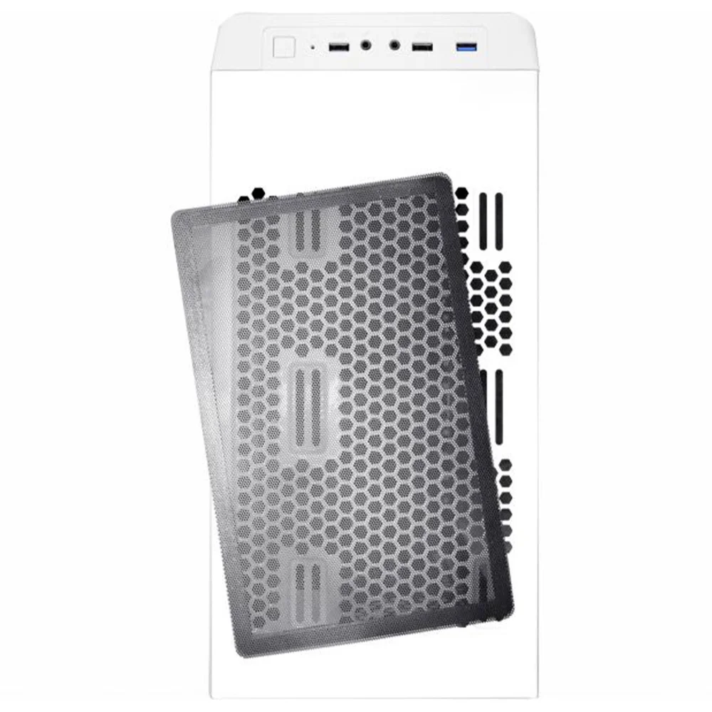 Gabinete Gamer K-mex Trooper W1b1, Lateral Em Acrílico + 3 Coolers E Fita LED RGB - Branco Gabinete Gamer K-mex Trooper W1b1, Lateral Em Acrílico + 3 Coolers E Fita LED RGB - Branco