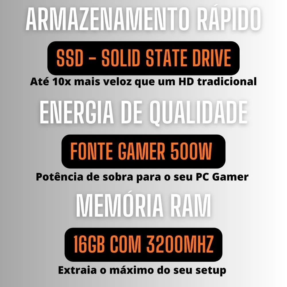 PC Gamer Amd Ryzen 5 5600g 6 Núcleos 4.40ghz, Gráficos Radeon Vega 7, 16gb Ddr4, SSD 256gb, Fonte 500w, 3green Force - 3f-005 em Campinas - foto 4