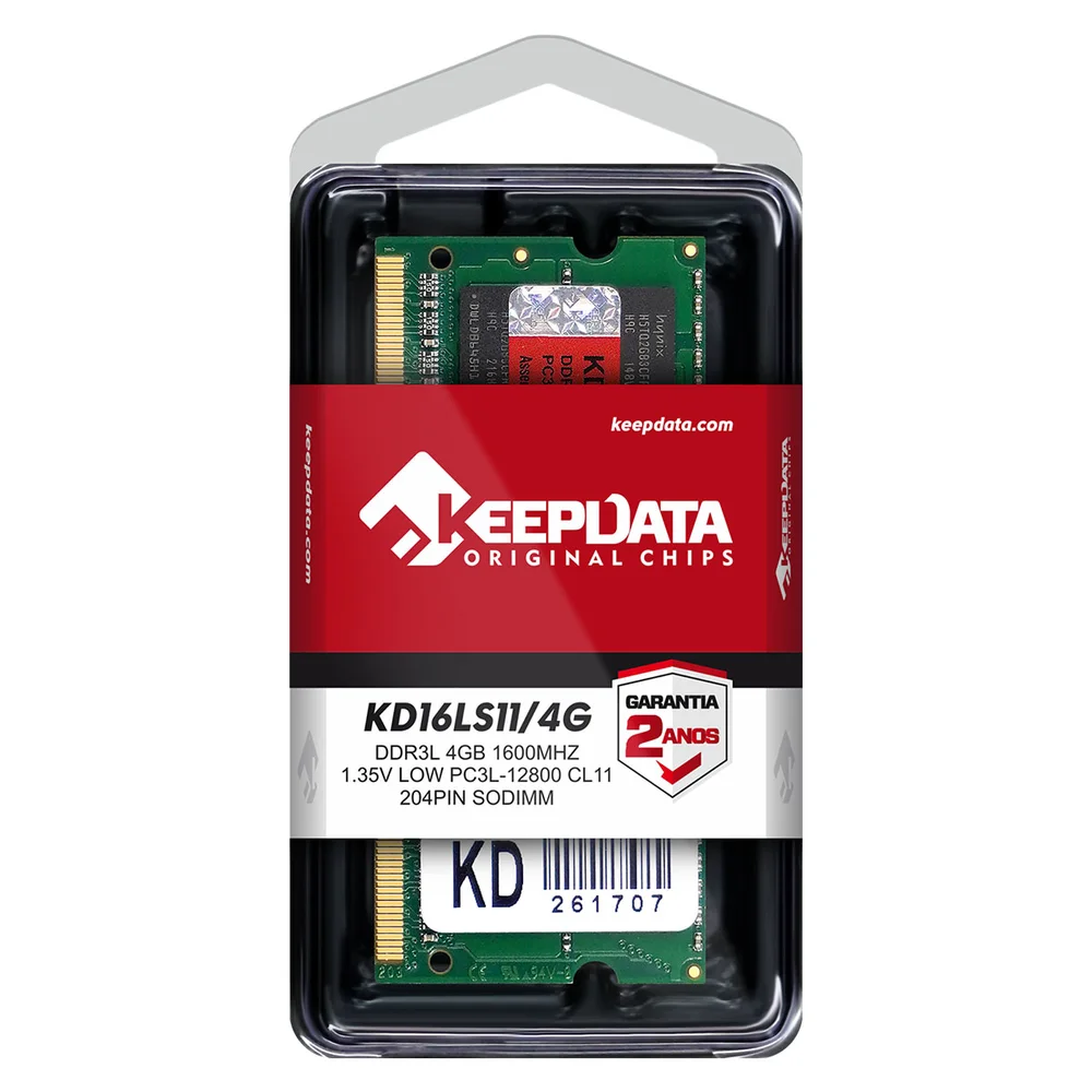 Memória Para Notebook Keepdata, 4GB, 1600MHz, DDR3L - Kd16ls11/4g Memória Para Notebook Keepdata, 4GB, 1600MHz, DDR3L - Kd16ls11/4g