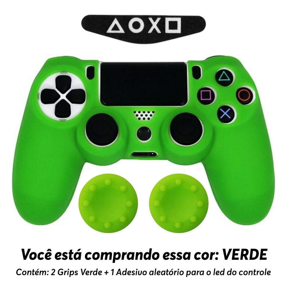Capa Capinha Case Skin Para Controle De Ps4 Playstation 4 Cor: Verde Capa Capinha Case Skin Para Controle De Ps4 Playstation 4 Cor: Verde