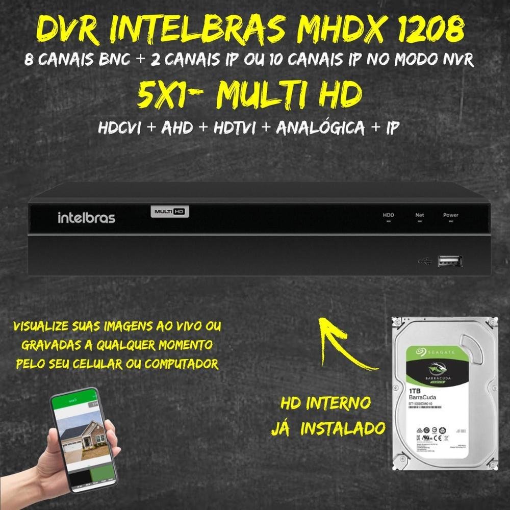 Dvr Intelbras Multi-hd 8ch Mhdx 1208, C/1tb