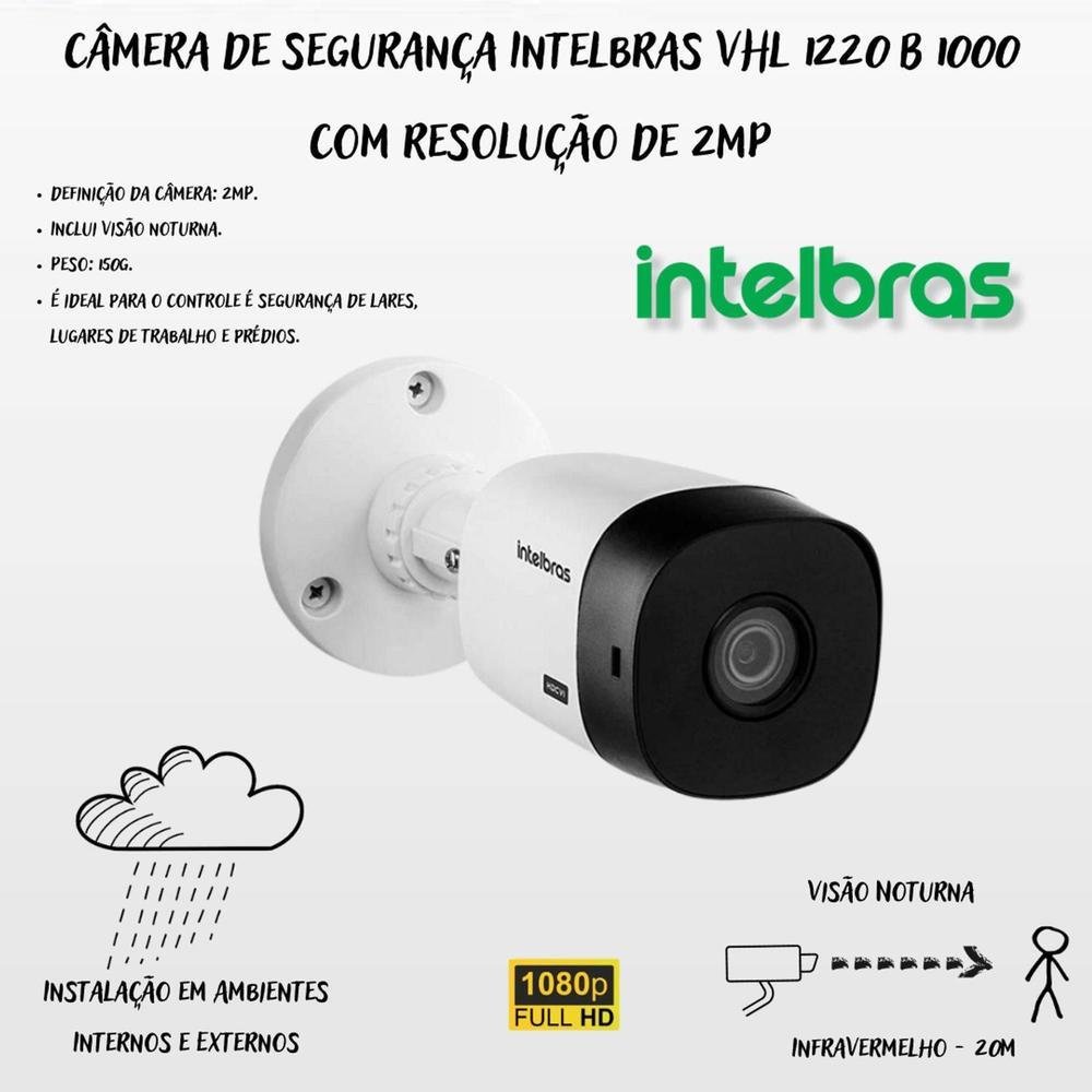 Kit 6 Câmeras Intelbras, Vhl 1220, 2mp, Dvr, 8 Canais 1tb Kit 6 Câmeras Intelbras, Vhl 1220, 2mp, Dvr, 8 Canais 1tb