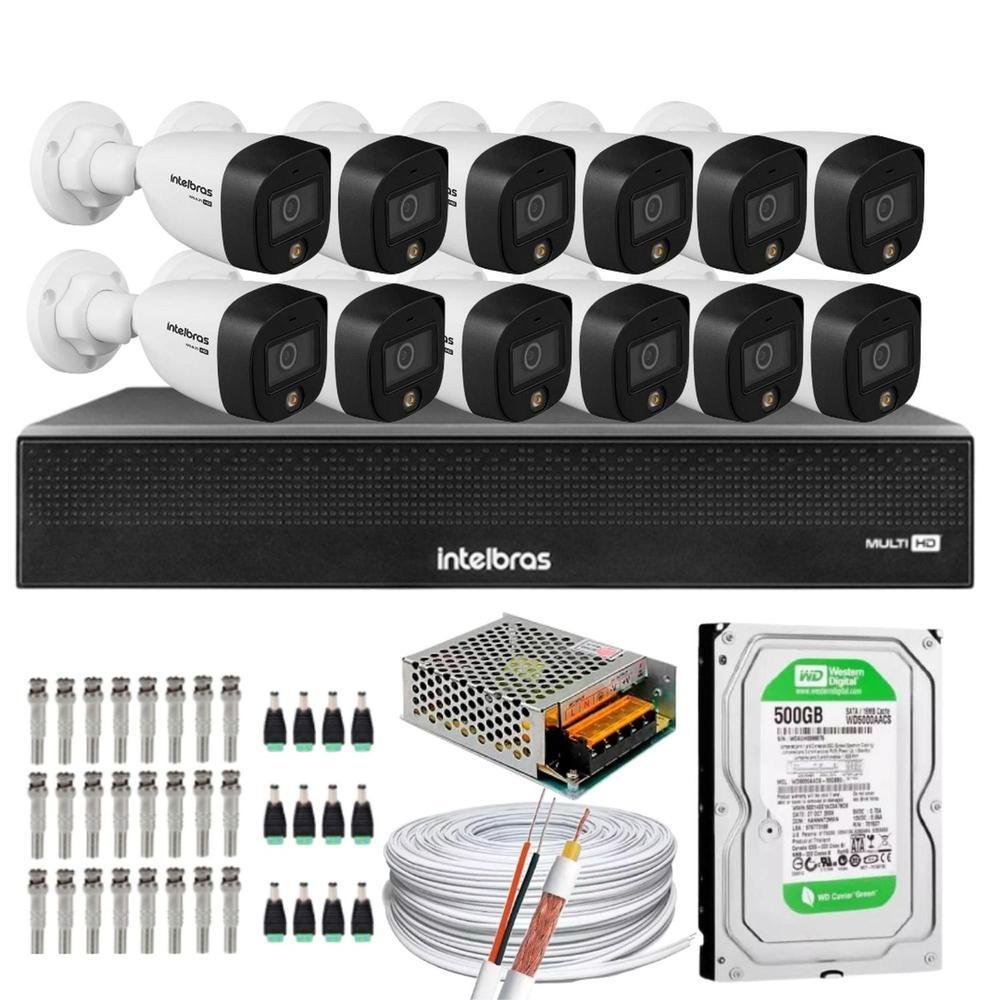 Kit 12 Cameras Intelbras 1220 Full Color KaBuM