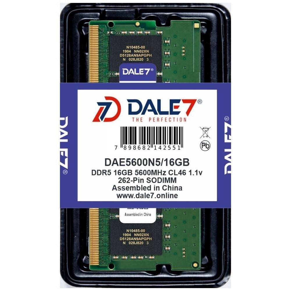 Memória Dale7, 16GB, 5600Mhz, DDR5, Notebook, 1.1v Memória Dale7, 16GB, 5600Mhz, DDR5, Notebook, 1.1v