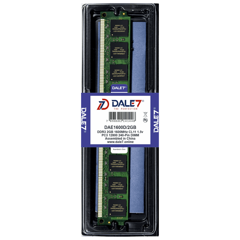 Memória Dale7, 2GB, 1600Mhz, DDR3, Desktop, 1.5v Memória Dale7, 2GB, 1600Mhz, DDR3, Desktop, 1.5v