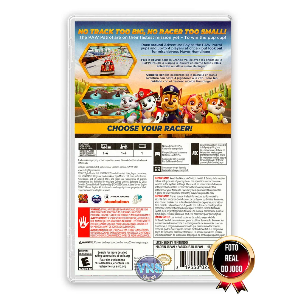 Jogo Paw Patrol Gran Prix Nintendo Switch Lacrado