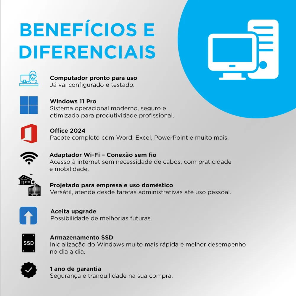 Mini PC Cpu Desktop Intel Core I7, 16GB RAM, SSD 480GB, Windows 11 em Campinas - foto 2