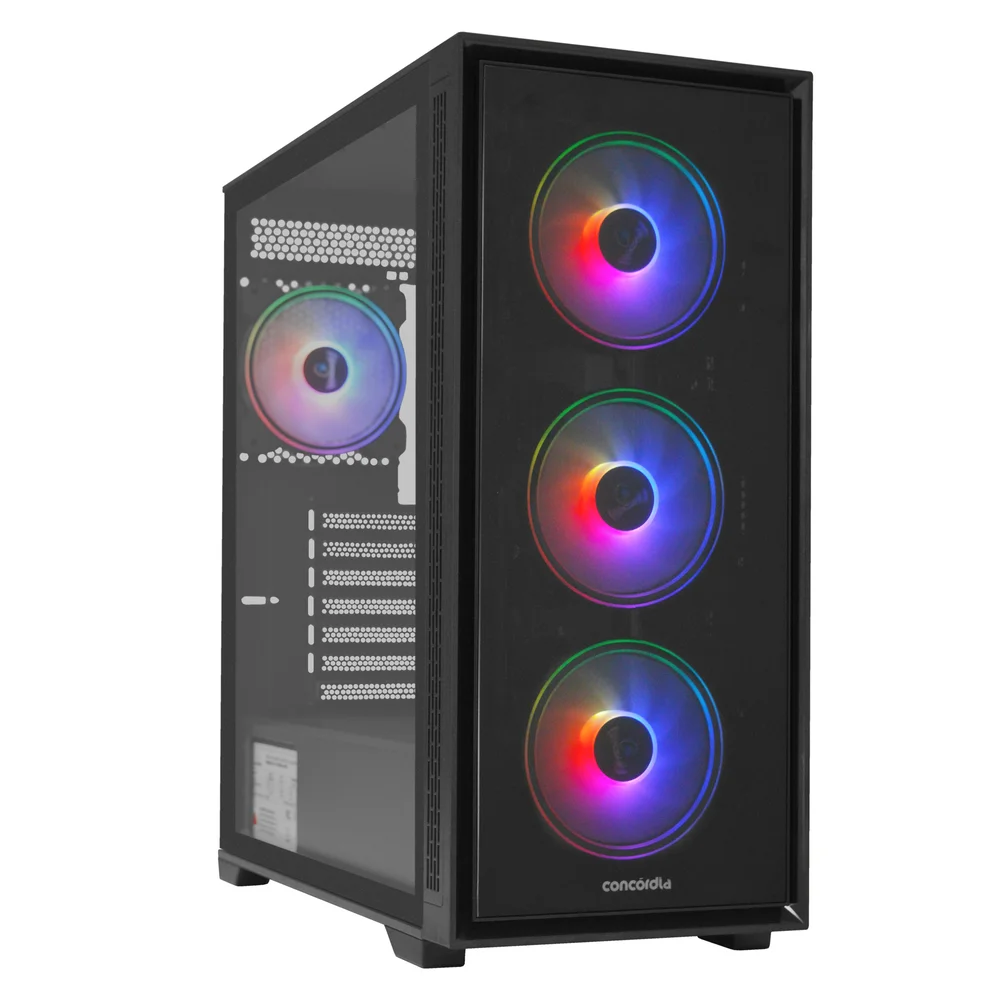 Gabinete Gamer Concórdia Monster, Mid Tower, ARGB, Lateral Vidro Temperado, 4 Fans Gabinete Gamer Concórdia Monster, Mid Tower, ARGB, Lateral Vidro Temperado, 4 Fans